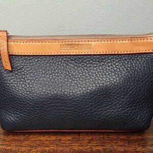 Dooney & Bourke pebble Leather Coin Cosmetic Lipstick Makeup Pouch Bag Blue